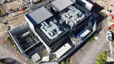 Industrial ventilation systems on a modern building roof Stock Footage 340513652
