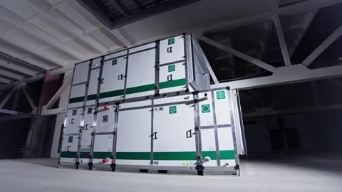 Industrial ventilation systems for optimal air quality in modern facilities Stock Footage 308880847