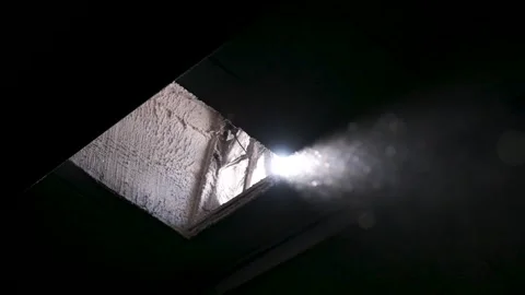 An industrial ventilator through which sunlight passes, Old industrial fan,A Stock Footage 256609129