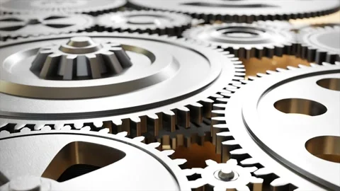 Industrial video background with gears. 3d animation. Stock Footage 234577262