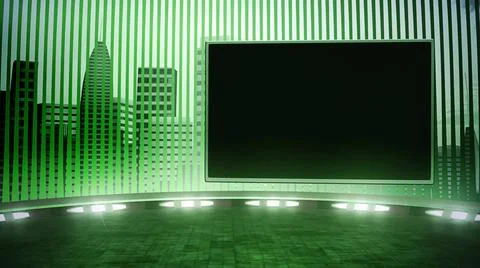  Industrial virtual TV backdrop with an empty screen. 3D rendering studio ... Fotos de archivo