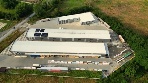 Industrial Warehouse and Logistics Facility in Plovdiv Bulgaria Aerial View Stock Footage 341865045