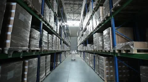 Industrial warehouse with boxes 2 Stock Footage