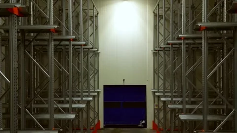 Industrial warehouse empty storage facility with extensive racks Stock Footage 327642008