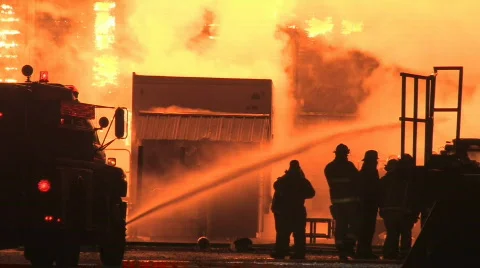 Industrial Warehouse Fire Stock Footage