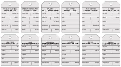 Industrial Warehouse Inventory Label Set for Stock Identification Stock-Illustration