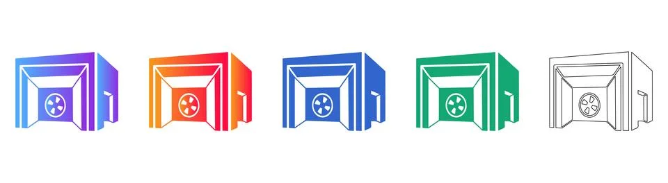 Industrial Warehouse Loading Dock Icon Set Stock Illustration