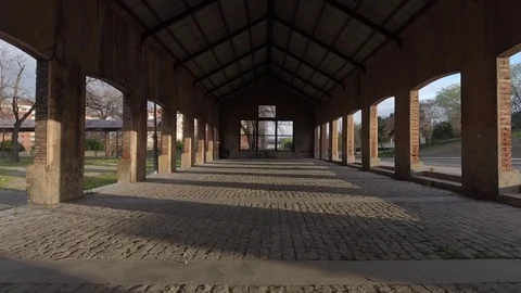 Industrial Warehouse Smooth fly through 4K Stock Footage 71223774