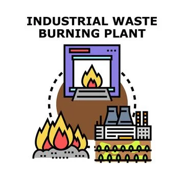 Industrial waste burning plant processing garbage for energy Stock Illustration