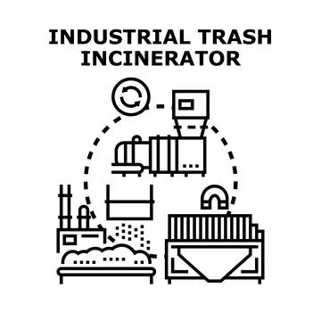 Industrial waste processing and incineration facility concept Stock Illustration