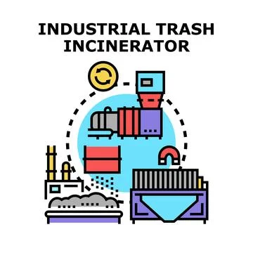 Industrial waste processing and incineration facility concept Stock Illustration