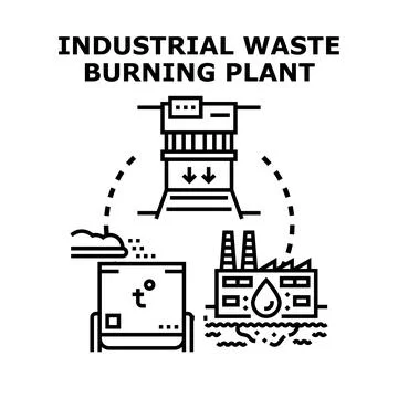 Industrial waste processing burning recycling concept Stock Illustration