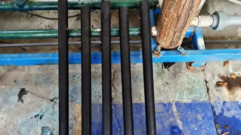 Industrial Water Filter Pipes System Close Up Stock Footage 332057064