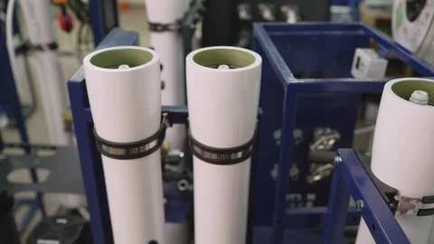 Industrial water filter system undergoing testing in factory Stock Footage 315870806