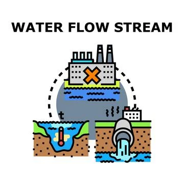 Industrial water pollution causing environmental damage and contamination Stock Illustration