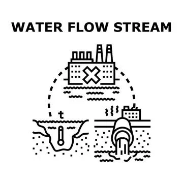 Industrial water pollution causing environmental damage and contamination Stock Illustration