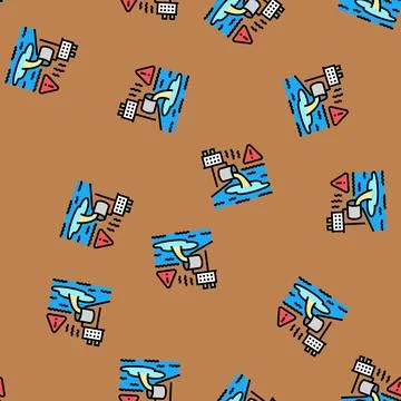 Industrial water pollution vector seamless pattern Stock Illustration