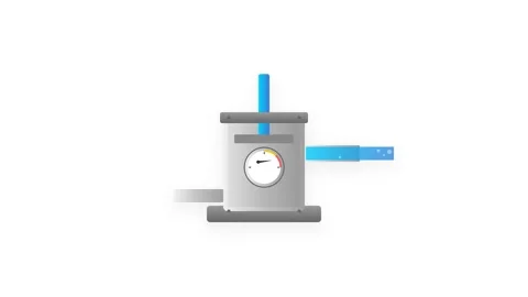 Industrial Water Pump with Reciprocating Piston and Pulsing Pressure Gauge .. Видео 346007124