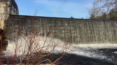 Industrial Waterfall over Dam Stock Footage 88192196