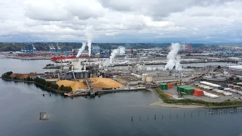 Industrial Waterfront Stock Footage 128785489