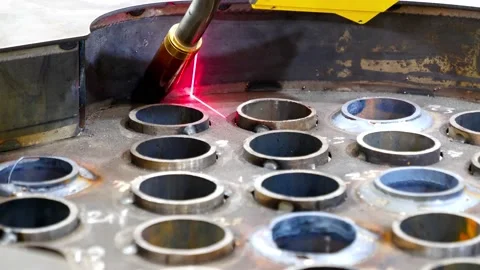 Industrial welding machine for laser welding of boiler units Stock Footage 159742361