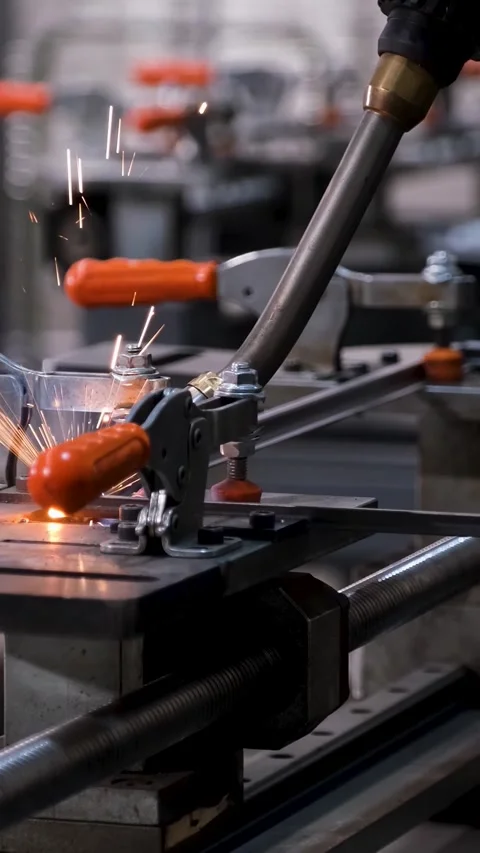 Industrial Welding Process at Factory Vertical Video 库存影片 334872008