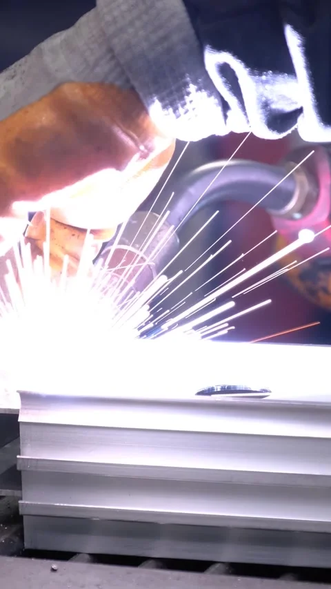 Industrial Welding Process at Factory Vertical Video Stock-Footage 334872162