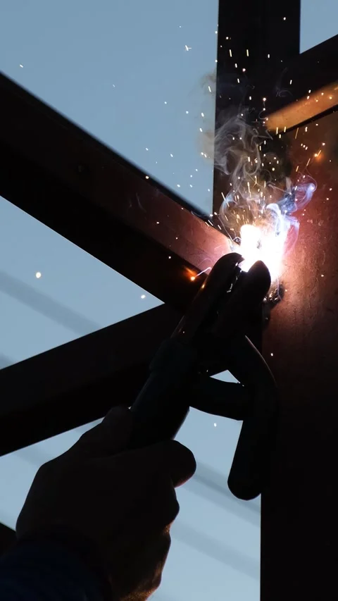 Industrial Welding Process at Factory Vertical Video Stock-Footage 334880049
