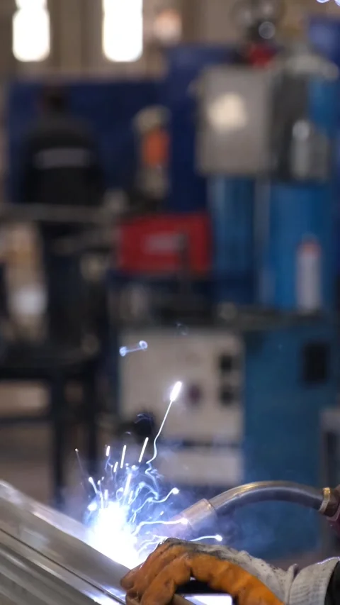 Industrial Welding Process at Factory Vertical Video Stock Footage 334880061