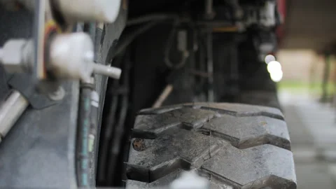 Industrial wheel in motion close up Stock Footage 310781863