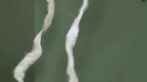 Industrial White Wool Processing Line in Textile Manufacturing Plant Video stock 328643585