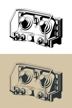 Industrial wireless remote control unit with joysticks isometric illustration Illustrazione stock