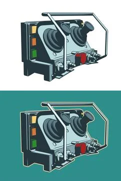Industrial wireless remote control unit with joysticks Illustrazione stock