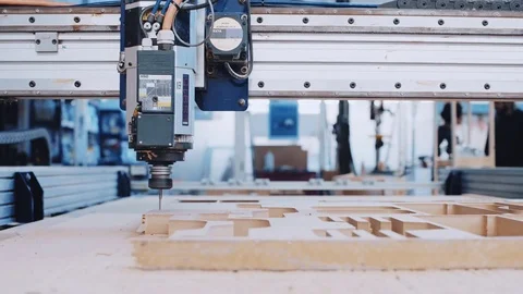 Industrial wood cut machine at work Stock-Footage 72815040