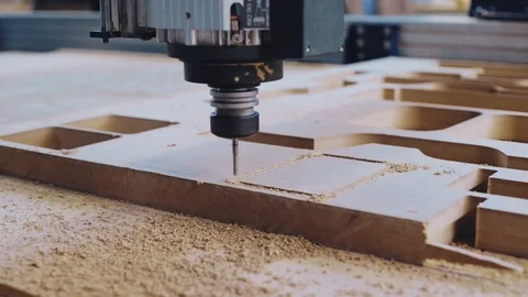 Industrial wood cut machine at work Video stock 72815232