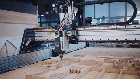 Industrial wood cut machine at work Stock Footage 72816358