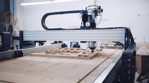 Industrial wood cut machine at work Video stock 72816893