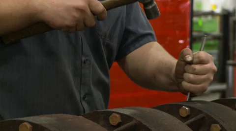Industrial work with hammer Stock Footage 62765305