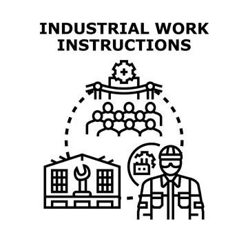 Industrial work instructions delivering production education and training Stock Illustration