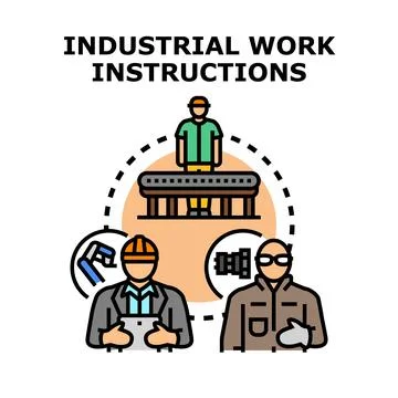 Industrial work instructions for manufacturing process management Stock Illustration