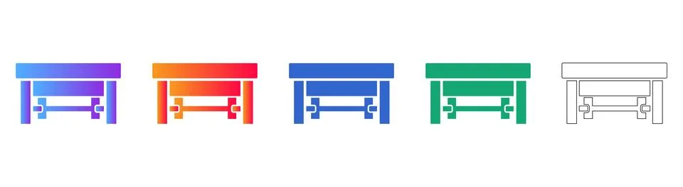 Industrial Work Table and Assembly Station Icons Stock Illustration
