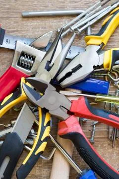 Industrial work tools,Set of tools isolated Stock Photos