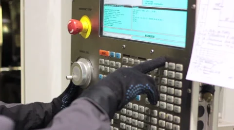 Industrial Worker. CNC Machining operator. Male worker industrial control panel 스톡 동영상 60236047