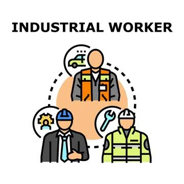 Industrial worker concept with different professional occupations Stock Illustration