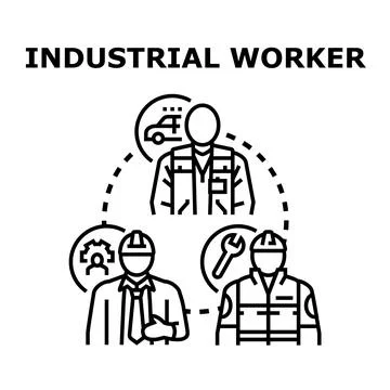 Industrial worker concept with different professional occupations Stock Illustration