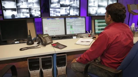 Industrial Worker In Control Room Stock Footage 62843086