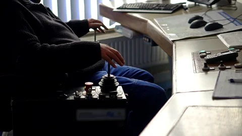 Industrial worker in control room Stock Footage 93448612