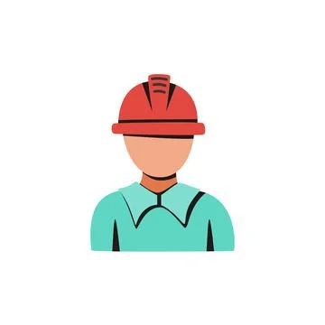 Industrial Worker Engineer Avatar Flat Vector Icon Stock Illustration