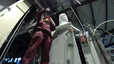 Industrial Worker Gesturing Stop  Stock Footage 49958170