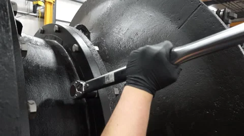 Industrial Worker with Large Wrench Stock Footage 62765576